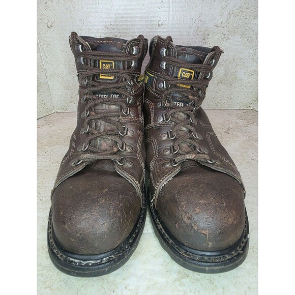 Caterpillar Silverton Brown Leather Lace Up Ankle Work Boot Men Sz 11 Steel Toe